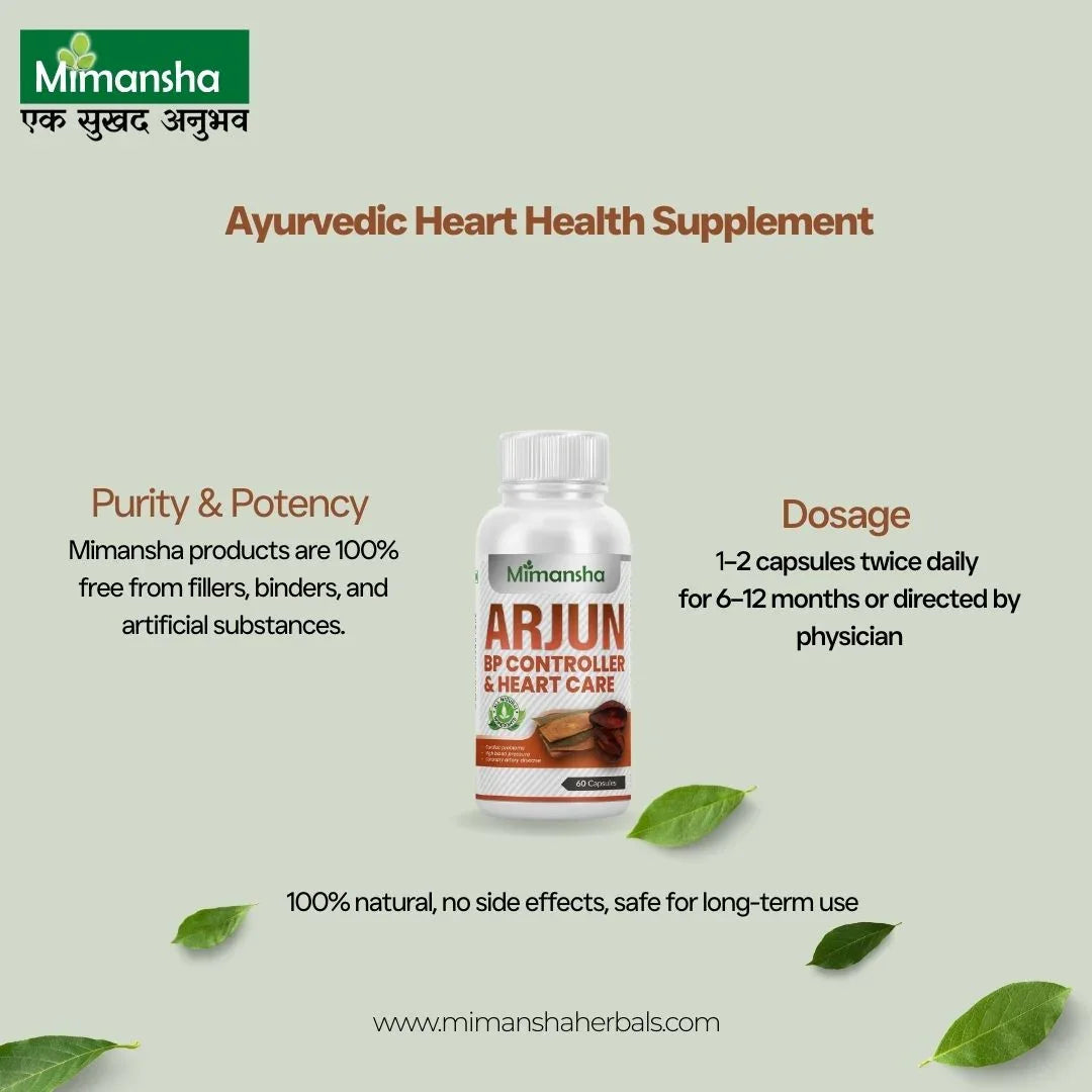 Mimansha Arjun Capsules | Ayurvedic Heart Health Supplement for Blood Pressure & Cholesterol Support | 60 Veg Capsules
