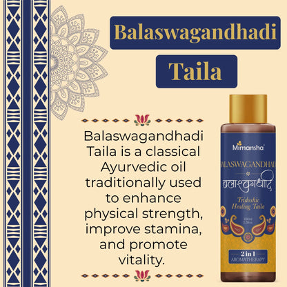 Mimansha Balaswagandhadi Taila – Ayurvedic Muscle Strength & Vitality Oil | With Bala, Ashwagandha, Shatavari & Gokshura | For Strength, Stamina & Recovery 100 ml