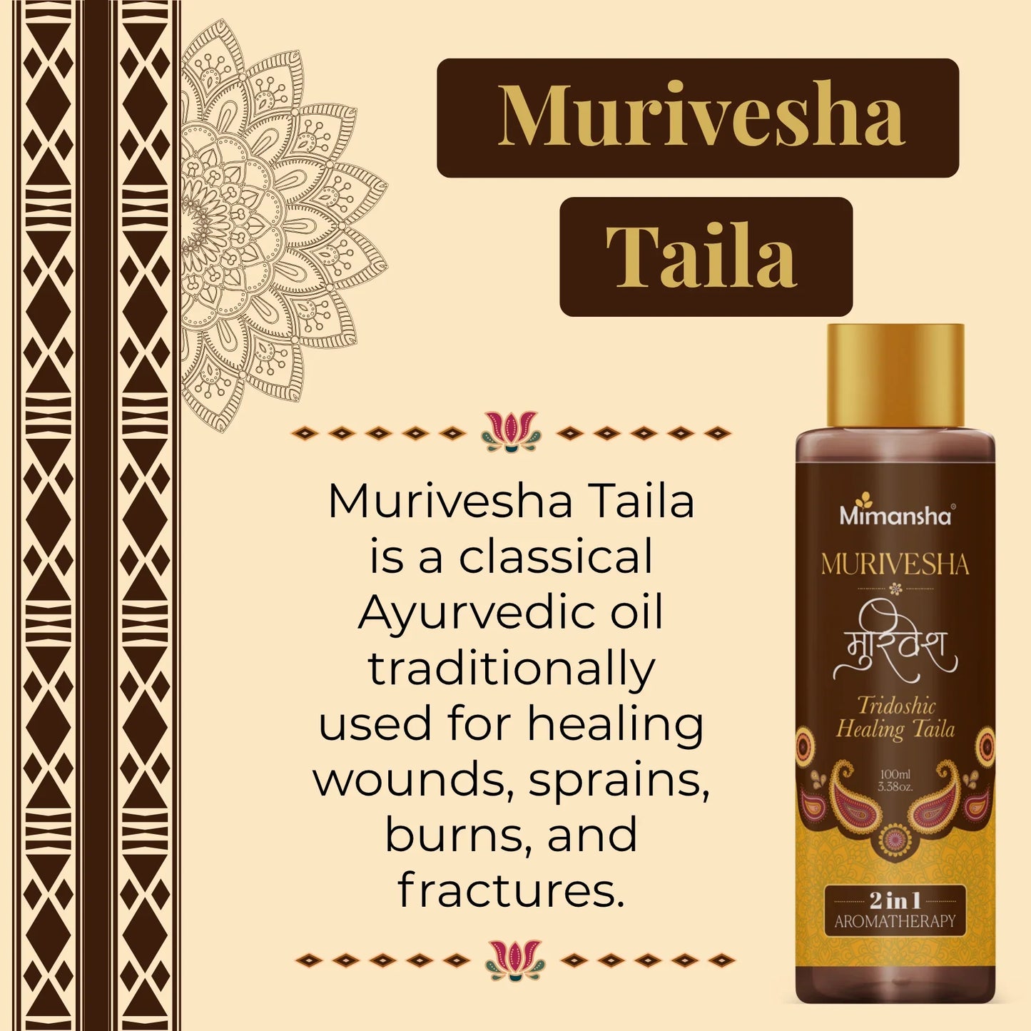 Mimansha Murivesha Tailam (Murivenna Taila) – Ayurvedic First-Aid Oil for Wounds, Burns, Sprains & Inflammation | With Aloe Vera, Karanja & Moringa | Traditional Siddha Healing Formula -100ml