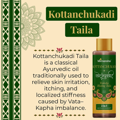 Mimansha Kottanchukadi Taila – Ayurvedic Pain Relief & Anti-Stiffness Oil for Joints, Neck, and Shoulders | With Ginger, Rasna & Kushta | Relieves Vata-Kapha Pain & Stiffness 100ml