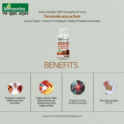 Mimansha Arjun Capsules | Ayurvedic Heart Health Supplement for Blood Pressure & Cholesterol Support | 60 Veg Capsules
