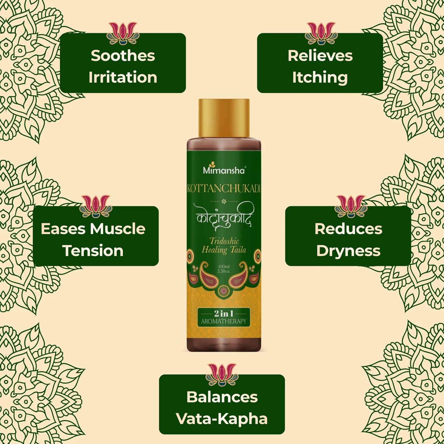 Mimansha Kottanchukadi Taila – Ayurvedic Pain Relief & Anti-Stiffness Oil for Joints, Neck, and Shoulders | With Ginger, Rasna & Kushta | Relieves Vata-Kapha Pain & Stiffness 100ml