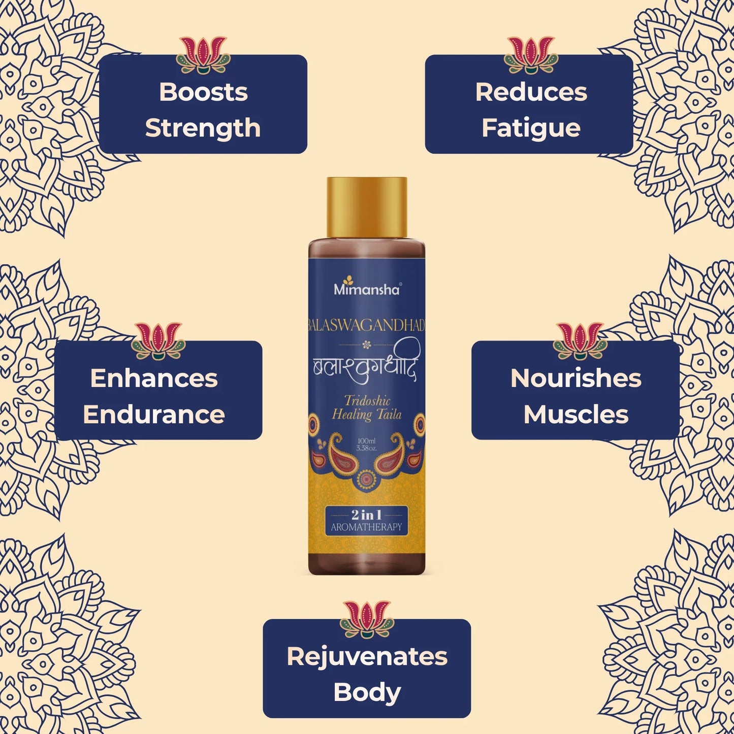 Mimansha Balaswagandhadi Taila – Ayurvedic Muscle Strength & Vitality Oil | With Bala, Ashwagandha, Shatavari & Gokshura | For Strength, Stamina & Recovery 100 ml