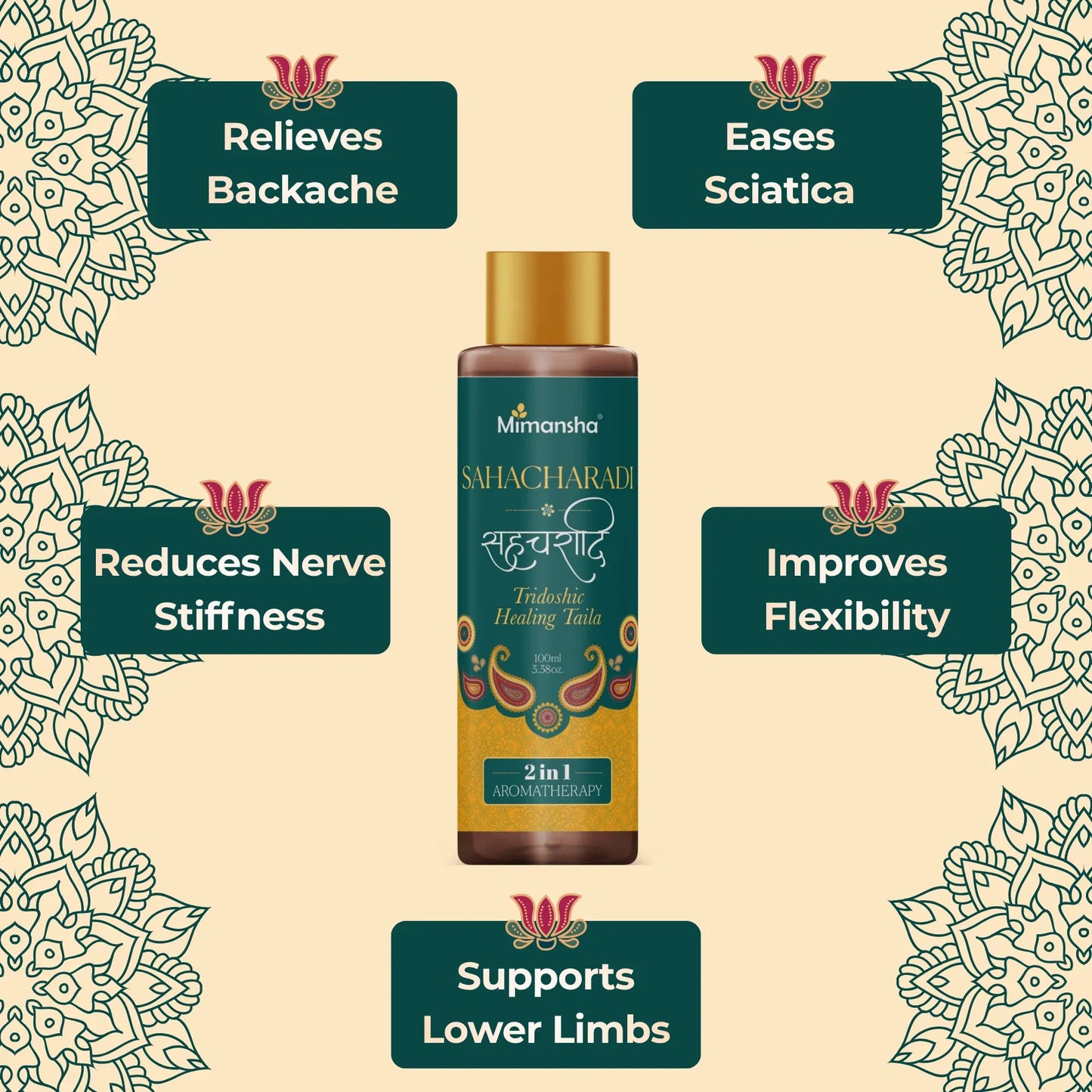 Mimansha Sahacharadi Taila – Ayurvedic Lower Limb & Sciatica Support Oil | With Sahachara, Bala & Devadaru | For Leg Pain, Stiffness & Vata Balance 100ml