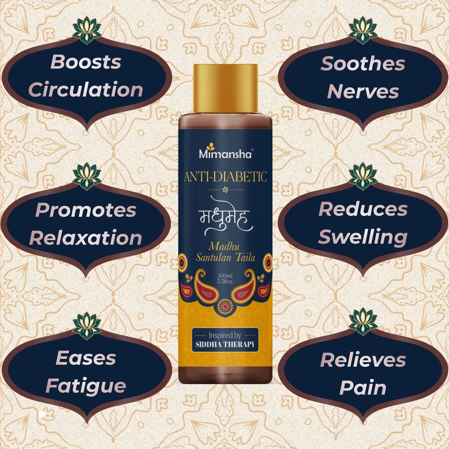 Mimansha Anti-Diabetic Massage Oil | Ayurvedic Aromatherapy Foot & Body Oil for Diabetic Wellness | 13 Essential Oils for Circulation, Nerve Comfort & Skin Protection | Inspired by Siddha Medicine 100 ml